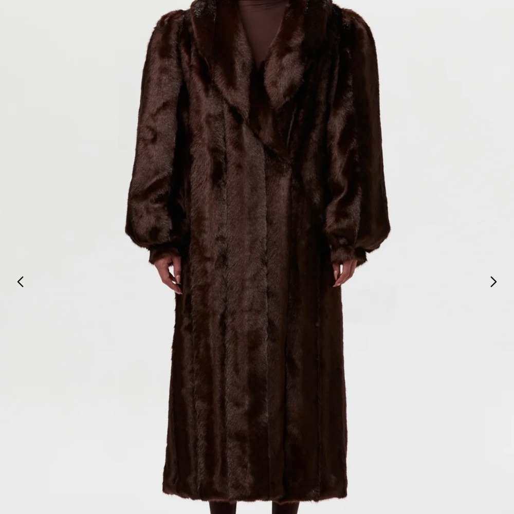 Naked Wardrobe  Faux Mink Long Coat (M)